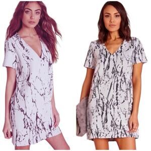 Missguided Pink Marble Knit T-Shirt Dress
